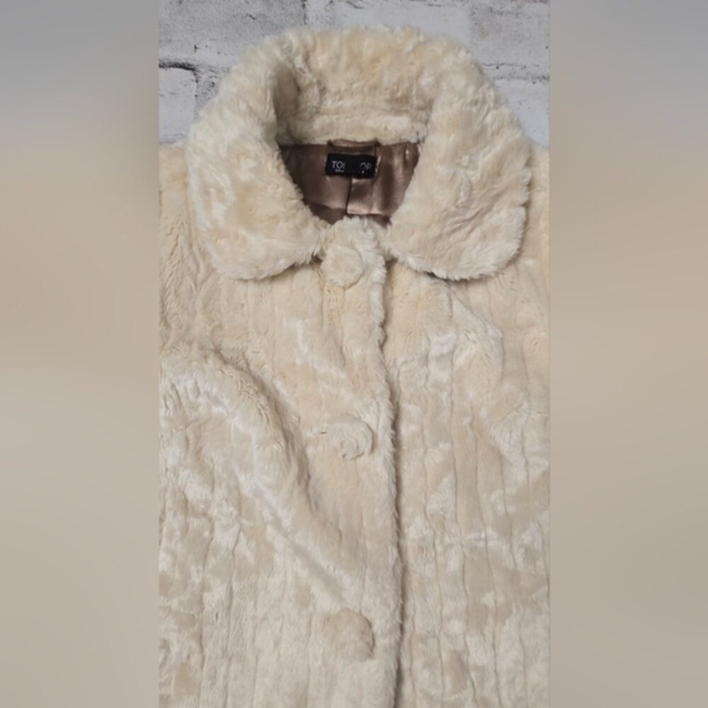 Topshop Cream Faux Fur Coat - Picture 7 of 11